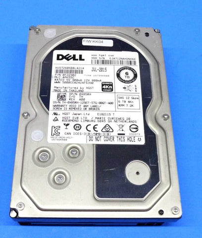 Genuine Dell 6TB 7.2RPM SAS 12Gbps Internal Hard Drive HUS726060AL4214 X85RH