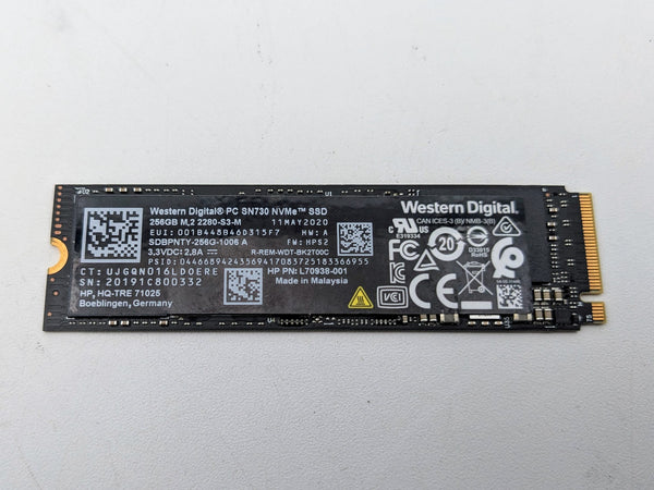 L70938-001 Hewlett-Packard SSD 256GB M.2 2280 SN730 PCIe Gen3x4 TLC NVMe