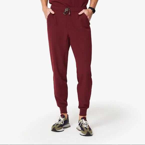 NEW FIGS Tansen Jogger 2.0 Style Scrub Uniform Pants Men BURGUNDY Small