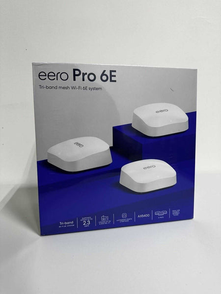 Eero Pro 6E S010311 AX5400 Tri-Band Mesh Wi-Fi 6E System 3 Pack New Sealed