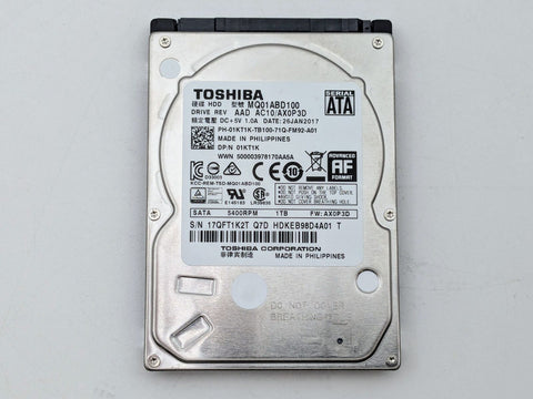 OEM TOSHIBA WINDOWS 10 1TB 5400RPM HDD HARD DRIVE HDKEB98D4A01 MQ01ABD100 01KT1K