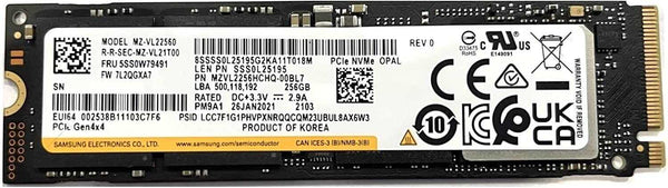 256GB SSD Samsung PM9A1 MZ-VL22560 PCIe Gen4x4 NVMe M.2 2280 MZVL2256HCHQ 80mm