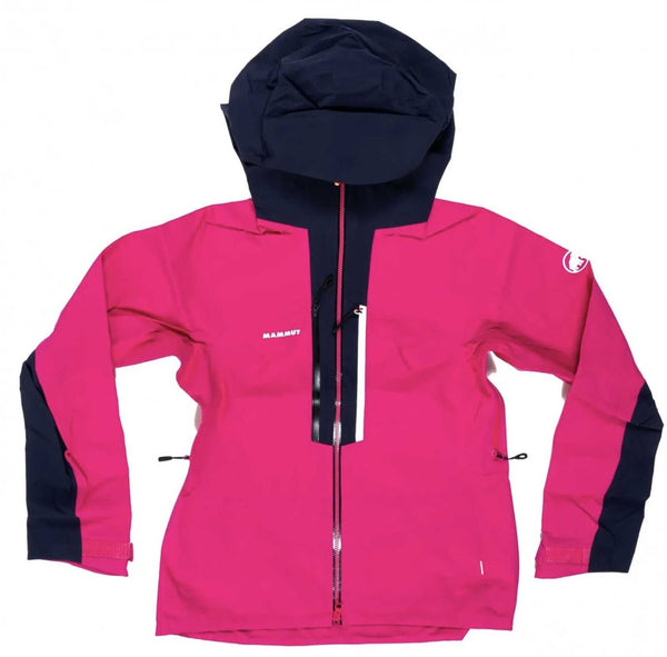 NEW MAMMUT TAISS HS HOODED JACKET Hardshell Marine-Pink Snow WOMEN'S S Small